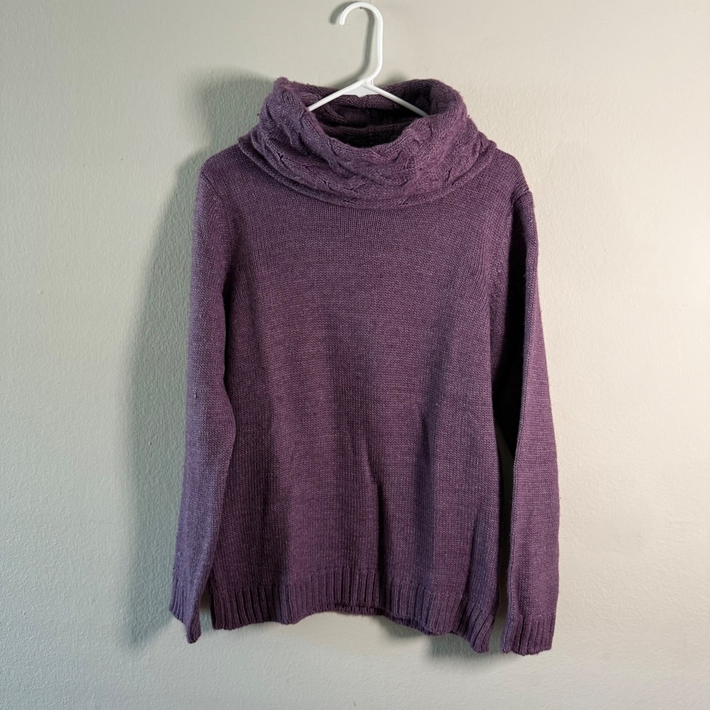 Luigi Baldo Purple Merino Wool Alpaca Cowl Neck Sweater Made in Italy Large